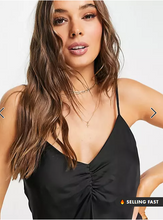Load image into Gallery viewer, STRADIVARIUS SATIN SLIP MINI DRESS IN BLACK
