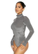Load image into Gallery viewer, NAKED WARDROBE &#39;THE TIMELESS VELVET HOUNDSTOOTH&#39; BODYSUIT
