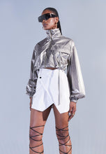 Load image into Gallery viewer, AAZHIA x MISSGUIDED VINYL ASYMETRIC SKIRT IN WHITE
