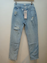 Load image into Gallery viewer, OH POLLY &#39;THE CROSS OVER&#39; CROSS WAISTBAND JEANS IN LIGHT BLUE WASH

