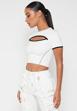 Load image into Gallery viewer, MANIERE DE VOIR CONTRAST CUT OUT CROPPED TOP, SIZE 8
