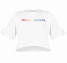 Load image into Gallery viewer, PRETTYLITTLETHING PLUS WHITE PRIDE CROP T-SHIRT

