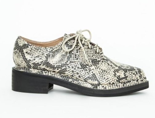 MISSGUIDED ENDOURCE CAMILLA POINTED LACE UP BROGUES SNAKE PRINT