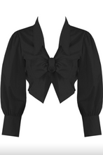 Load image into Gallery viewer, LEMONS ND MELONS CROPPED TIE SHIRT IN BLACK
