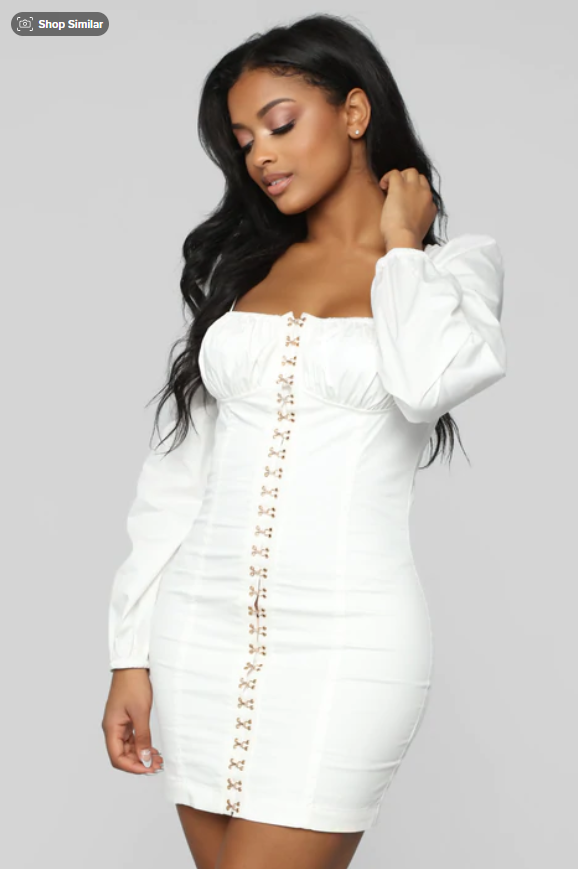 FASHION NOVA 'ABEGAIL MINI' DRESS WHITE