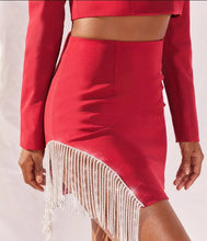 Load image into Gallery viewer, OH POLLY &#39;MADE FOR YOU&#39; EMBELLISHED SKIRT IN RED

