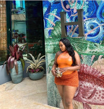 Load image into Gallery viewer, COUCOO KAIBU MINI SKIRT IN ANEMONE ORANGE / BLUE MUSCAT / BLACK SESAME
