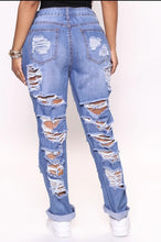 Load image into Gallery viewer, FASHION NOVA NO SENSOR RIPPED JEANS IN MEDIUM BLUE WASH
