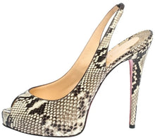 Load image into Gallery viewer, Christian Louboutin Two Tone Python Leather N°Prive Peep Toe Platform Slingback
