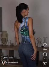 Load image into Gallery viewer, FASHION NOVA KRISTY DENIM PRINT ONE SHOULDER TOP IN BLUE COMBO
