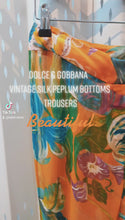 Load and play video in Gallery viewer, DOLCE &amp; GOBBANA VINTAGE SILK PEPLUM BOTTOM TROUSERS

