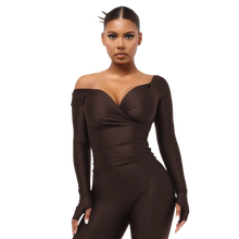 Load image into Gallery viewer, COUCOO LANAI LONG SLEEVE TOP IN CHOCOLATE
