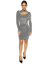 Load image into Gallery viewer, NAKED WARDROBE &#39;THE VELVET HOUNDSTOOTH&#39; MINI DRESS
