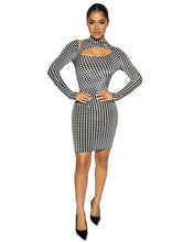 Load image into Gallery viewer, NAKED WARDROBE &#39;THE VELVET HOUNDSTOOTH&#39; MINI DRESS
