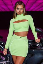 Load image into Gallery viewer, OH POLLY &#39;LASER BEAM&#39; SKIRT IN NEON LIME
