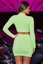 Load image into Gallery viewer, OH POLLY &#39;LASER BEAM&#39; SKIRT IN NEON LIME

