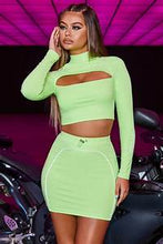 Load image into Gallery viewer, OH POLLY &#39;LASER BEAM&#39; SKIRT IN NEON LIME
